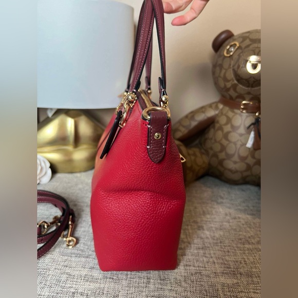 $179(NWT)Coach Kacey Satchel Color-block  Crossbody. Apple Red Color - Picture 3 of 7